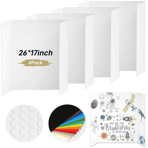 Buy 4 Pcs Medium Trifold Board, 26 x 17 inches Board with Double Sided ...
