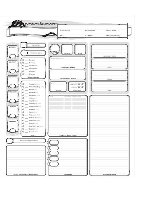 D&D Character Sheet - Blank | PDF