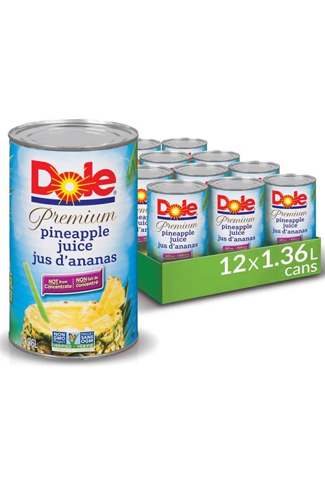 Dole Pineapple Juice 100% Pineapple 1.36 L Case of 12 Cans | Buy Now ...