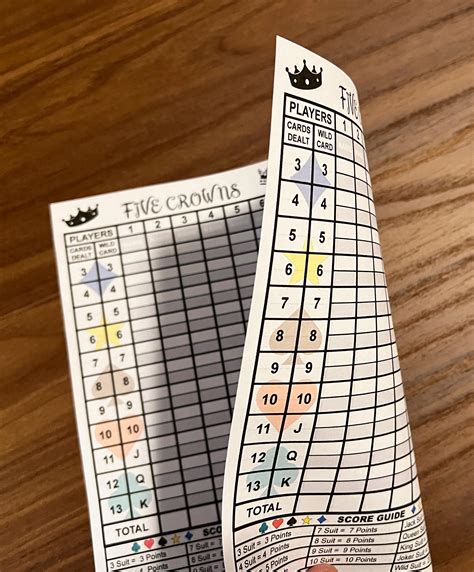 Five Crowns Score Sheet, 5 Crowns, Game Night, Digital Download, 8.5 X ...