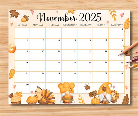 November 2025 Thanksgiving Calendar