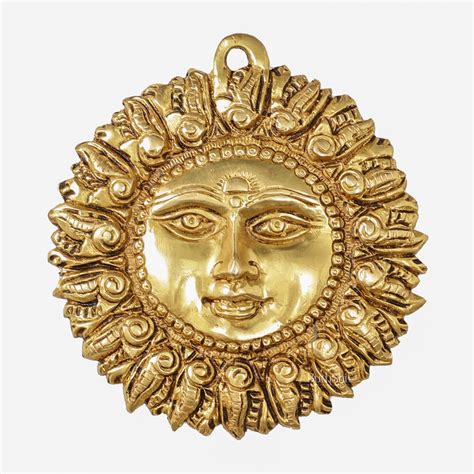 Buy Brass Surya Dev Sun God Wall Hanging - 5 x 5 inch - Budhshiv.com
