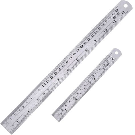 Stainless Steel Ruler 12 Inch and 6 Inch Metal Rule Kit with Conversion ...