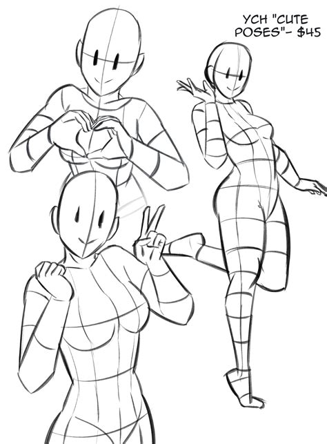 Cute and easy drawing cute poses tutorial for beginners