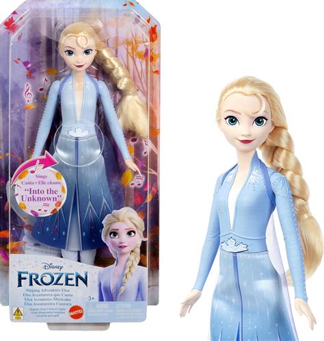 Amazon.com: Mattel Disney Frozen Toys, Elsa Singing Adventure Fashion Doll in Signature Clothing ...