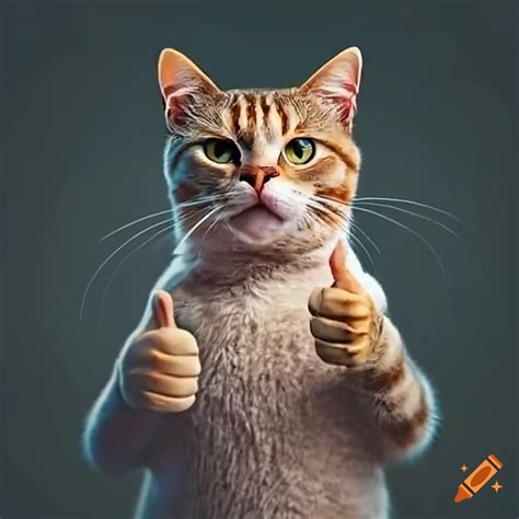 Cat giving a thumbs up with a human hand on Craiyon