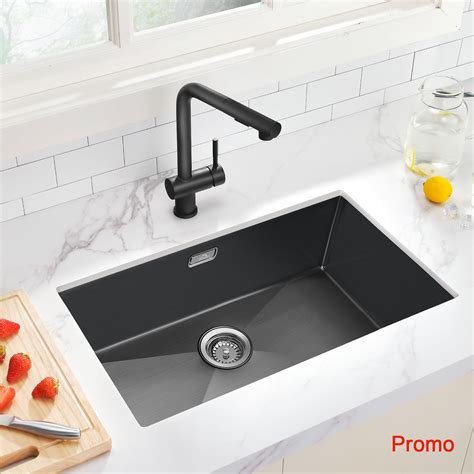 AuraLum Max Évier Cuisine 1 Bac 70*44*19CM Évier Montage à Encastrer,à ...