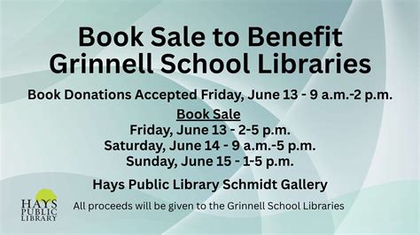 Hays Public Library book sale to benefit Grinnell school libraries