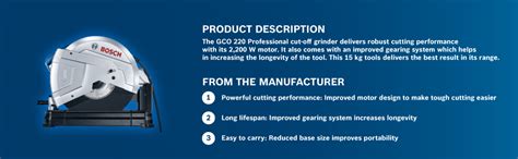 BOSCH GCO 220 Corded Electric Metal Cut Off/Chop Saw, 2,200W, 3,800 rpm ...