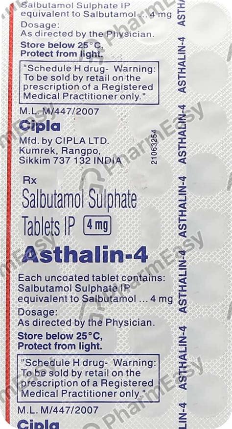 Asthalin 4 MG Tablet (30): Uses, Side Effects, Price & Dosage | PharmEasy