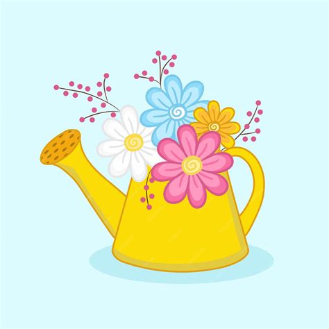 Watering Can With Flowers Clipart