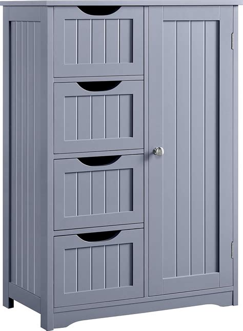 Yaheetech Large Bathroom Floor Cabinet with 4 Dawers and Single Door ...