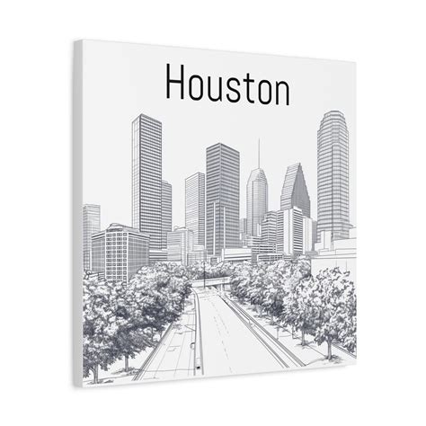 Houston Skyline Art Print Black & White Modern Line Drawing on Canvas ...