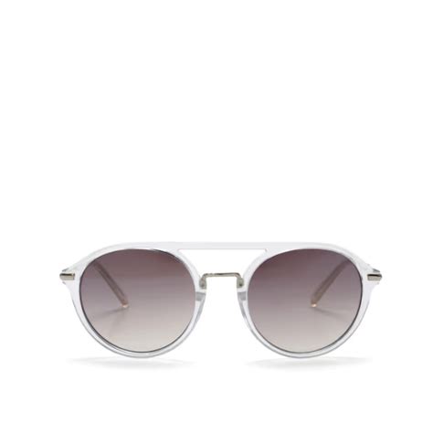 French Connection Grey Lens Round Sunglass Full Rim Transparent Frame ...