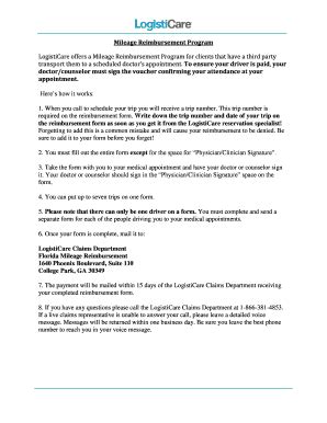 Fillable Online Mileage Reimbursement Program Fax Email Print - pdfFiller