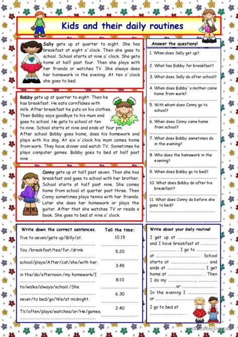 Image result for Reading Comprehension Worksheets Present Simple