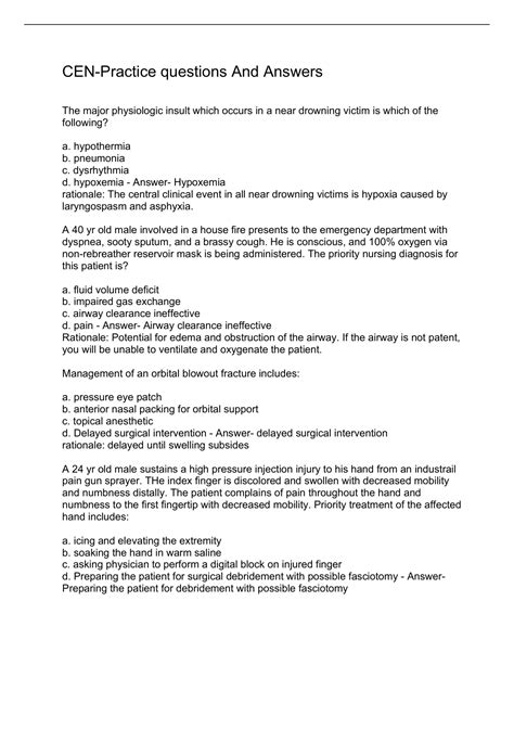 CEN-Practice questions And Answers/CEN REVIEW QUESTIONS AND ANSWERS/PDB ...