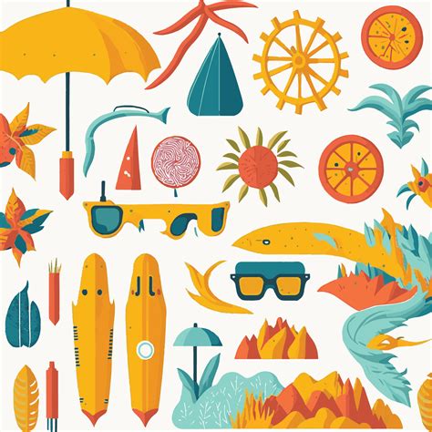 A Set Of Flat Vector Illustrations For Summer 25458276 Vector Art at ...