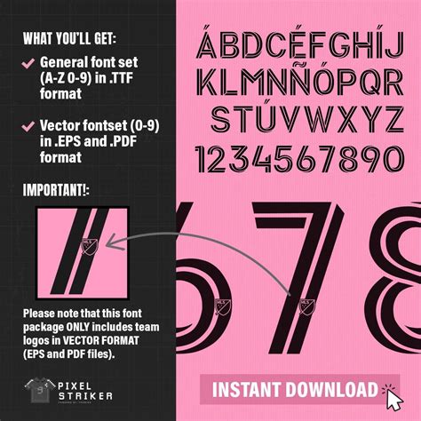 Inter Miami 2024/25 Jersey Font | Vector Typeface | Messi, Suárez ...