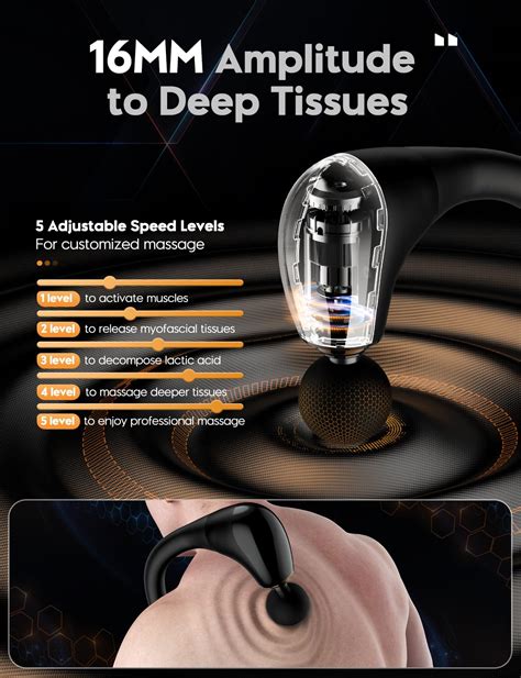 Massage Gun with Upgraded Extension Handle, 16MM Massage Gun Deep Tissue, Back Massager, Muscles ...
