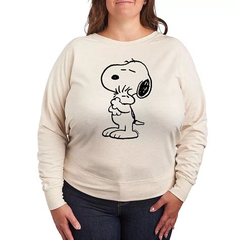 Plus Size Peanuts Snoopy Loves Woodstock French Terry Long Sleeve Tee