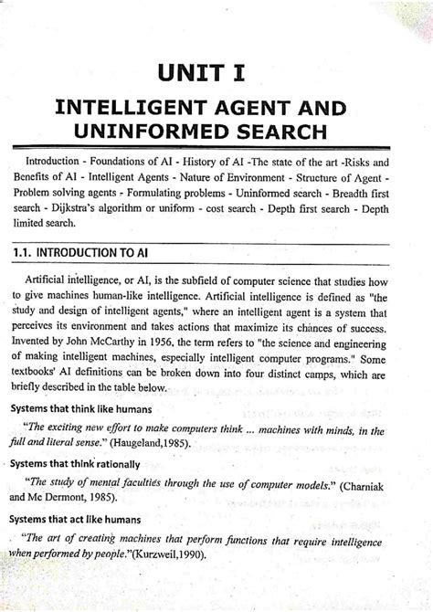 OCS351 AIML Unit 1: Intelligent Agents and Uninformed Search ...