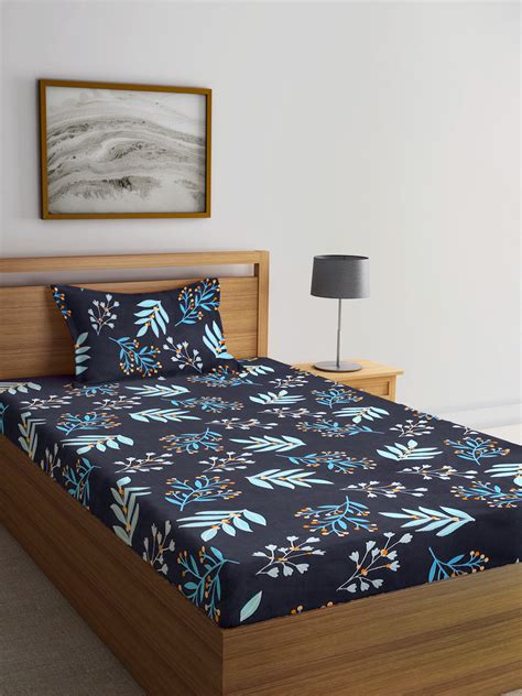 Klotthe Multicolor Floral 300 TC Cotton Blend Single Bedsheet with Pil ...