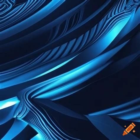 Abstract 3d wallpaper with indigo patterns and blue lines on black ...