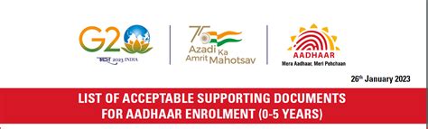List of Acceptable Supporting Documents for Aadhaar Enrolment / Updation