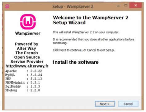 Install WampServer Windows 1.0 的图像结果