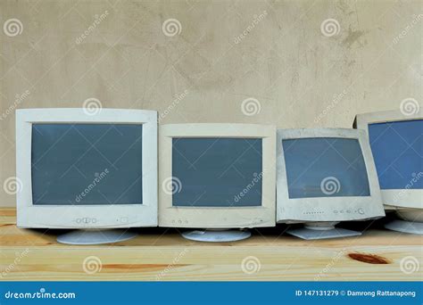 Row of Old Monitor Computer that are Broken or Not Used Stock Image - Image of broken, hardware ...