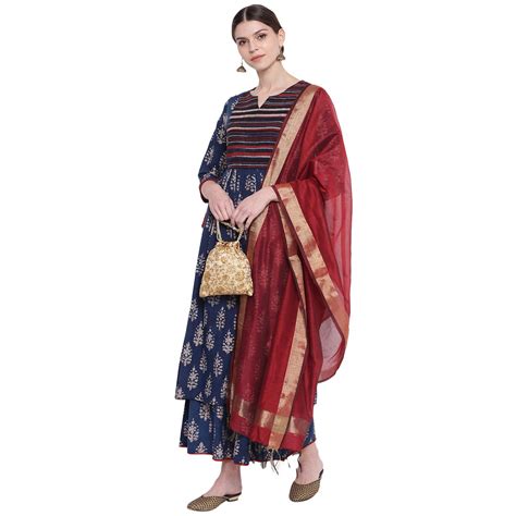 Buy Khushal K Women's Cotton Printed Kurta And Palazzo With Dupatta Set ...