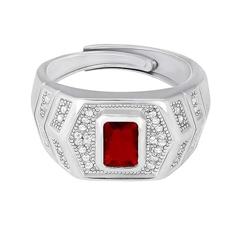 Buy GIVA 925 Sterling Silver Red Stone Ring For Him, Adjustable | Rings ...