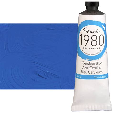 Gamblin 1980 Oil Colors - Cerulean Blue, 37ml Tube | Jerry's Artarama