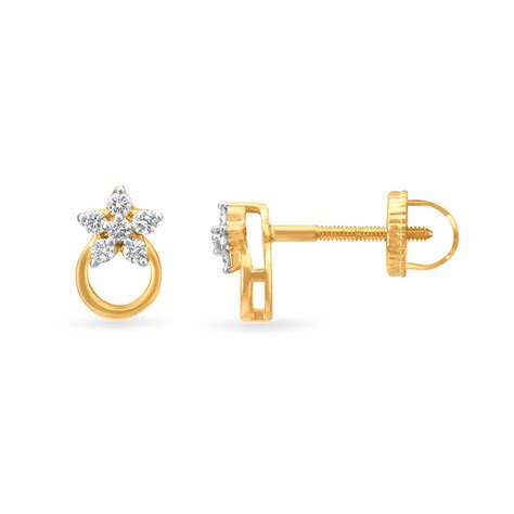 Shimmering 18 Karat Yellow Gold And Diamond Floral Studs