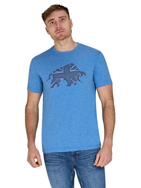 Raging Bull Union Jack Bull T-Shirt, Denim Blue