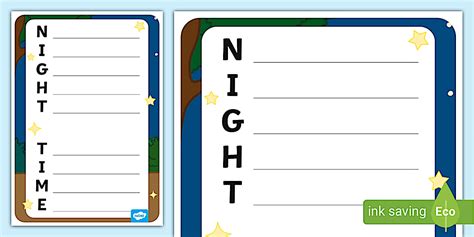 Night Time Acrostic Poem Template