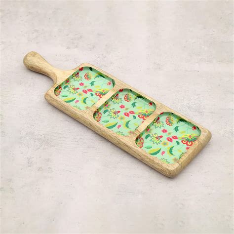 Buy INDIA CIRCUS Neon Cyanic Pop Burst Mango Wood Printed Compartment ...