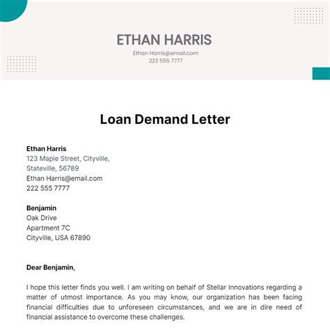 Free Loan Demand Letter Template to Edit Online