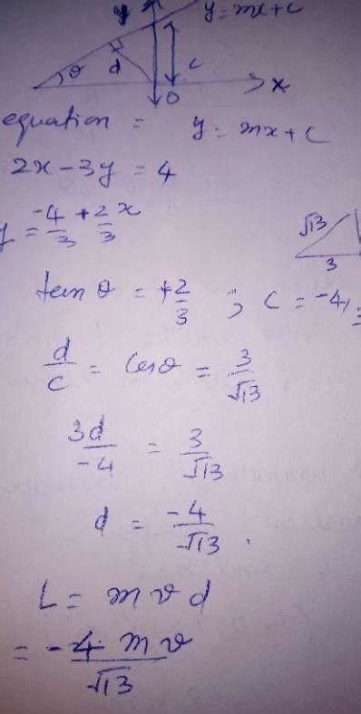 A particle of mass m is moving along a line 2x-3y=4 with a velocity v ...