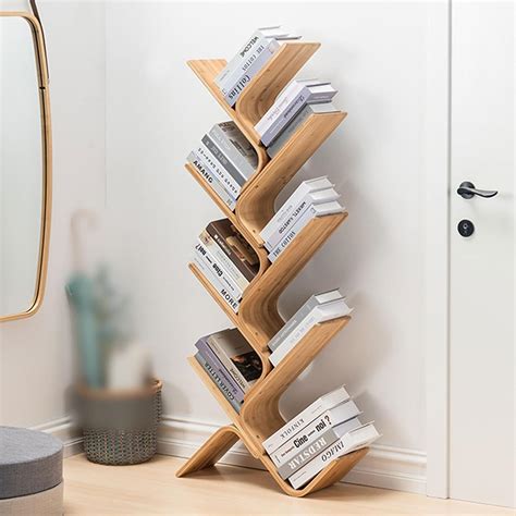 Floor Standing Bamboo Book Shelf, Modern Tall Tree India | Ubuy