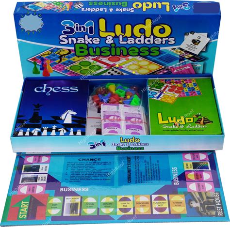 Buy HighRoof 3 in 1 Ludo Snake & Ladders Business Board Game Set for ...