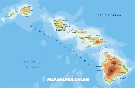⊛ Mapa de Hawaii 🥇 Político y Físico Imágenes HD | 2023
