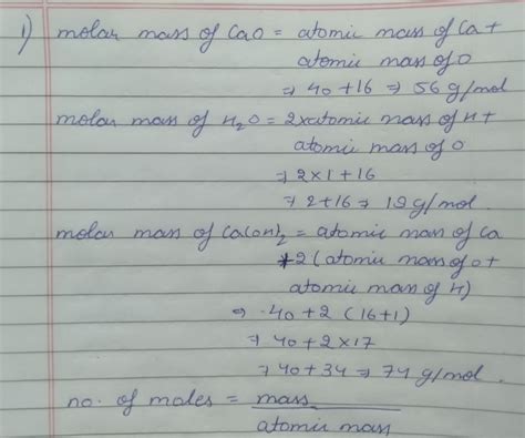 [Solved] 1) Calcium Oxide (CaO) reacts with water (H2O) to form Calcium... | Course Hero