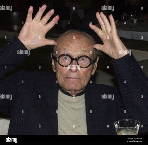 Architect Philip Johnson shown in July 2001 celebrating his 95th ...