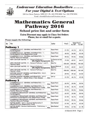 Fillable Online Mathematics General Pathway 2015 - Endeavour Fax Email ...