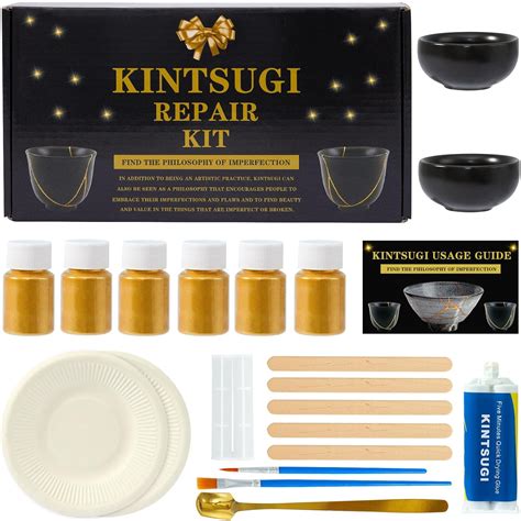 Amazon.com: Deuvuo Kintsugi Repair Kit Gold, 21 Pcs Japanese Kintsugi Kit to Revive Your Broken ...