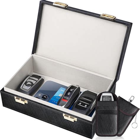 Samfolk Faraday Box with Faraday Pouch 2 Pack, Keyless Entry Car Key Safe Protector RFID Anti ...