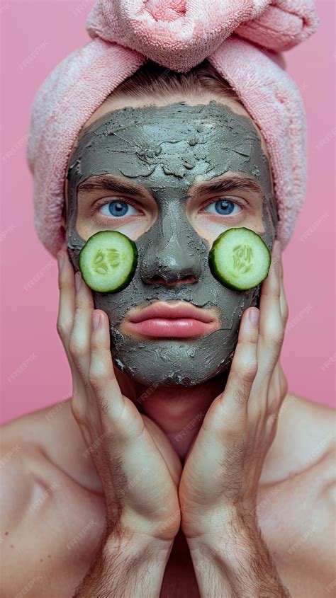 Premium Photo | A man sitting with cucumber slices on his face as part ...