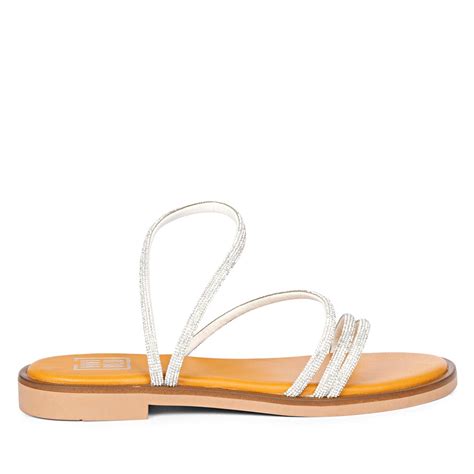 Buy Xena White Leather Flat Sandals Online – viviblu